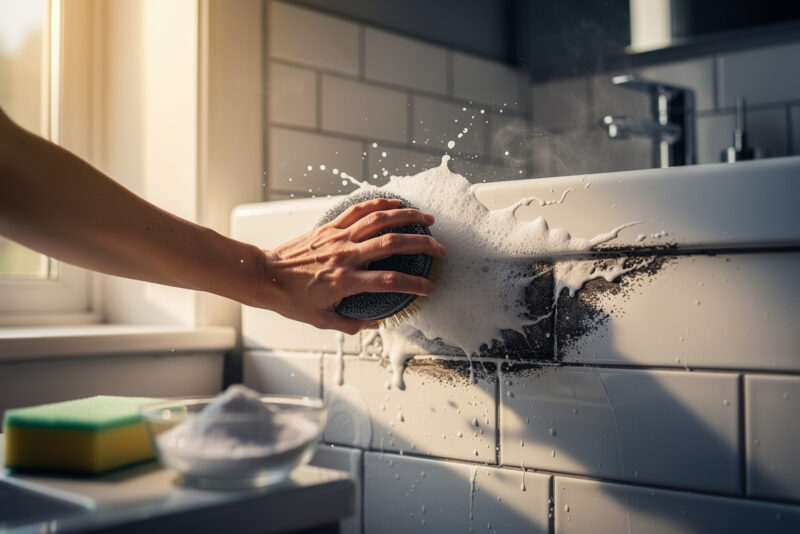 Nettoyer les joints de la salle de bain au percarbonate